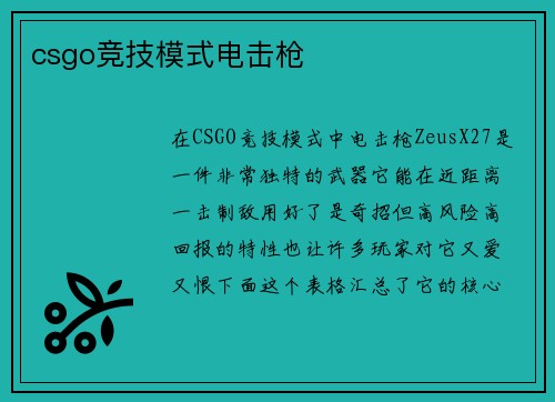csgo竞技模式电击枪